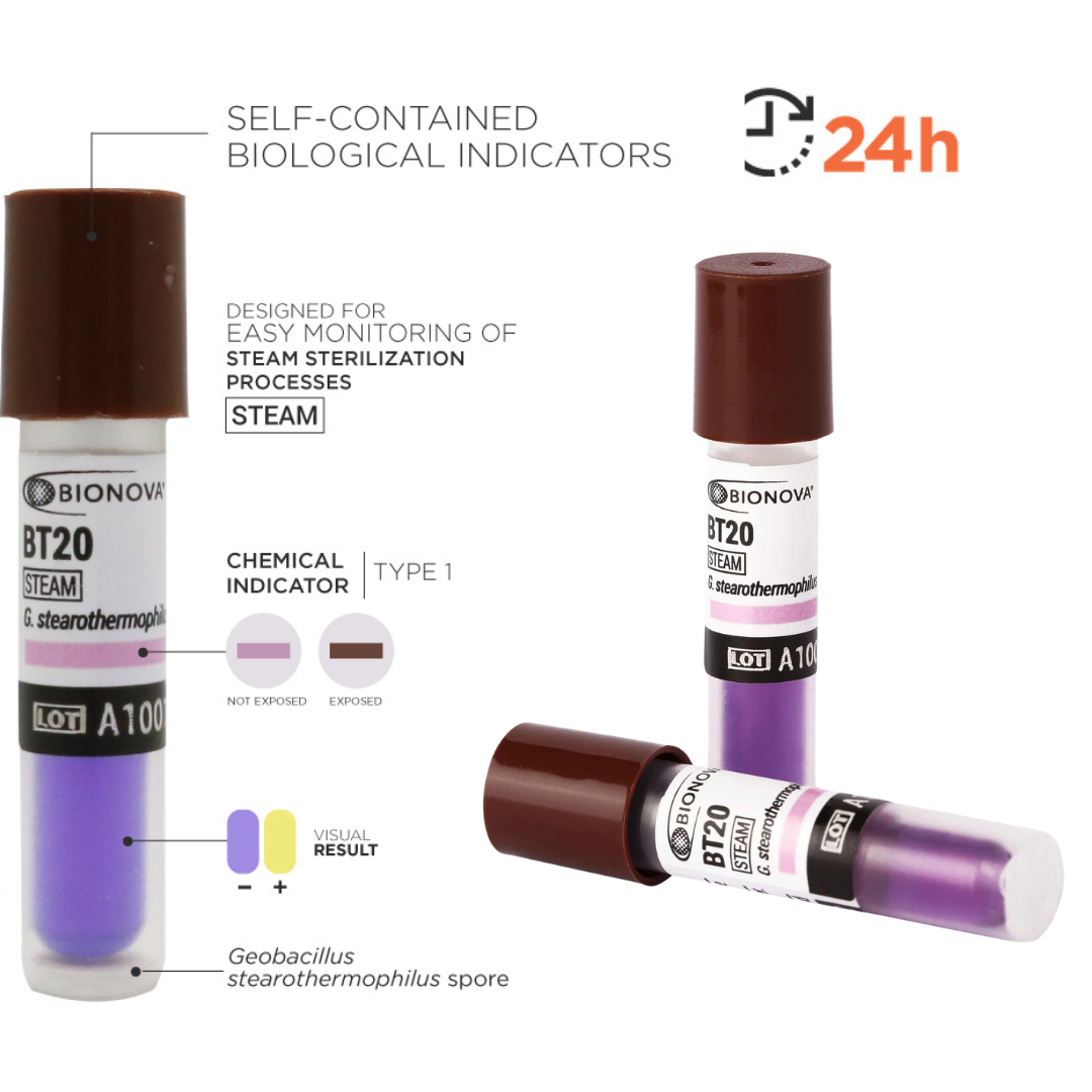 Test biologiczny 24h Bionova BT20 do sterylizacji parowej 1 szt.